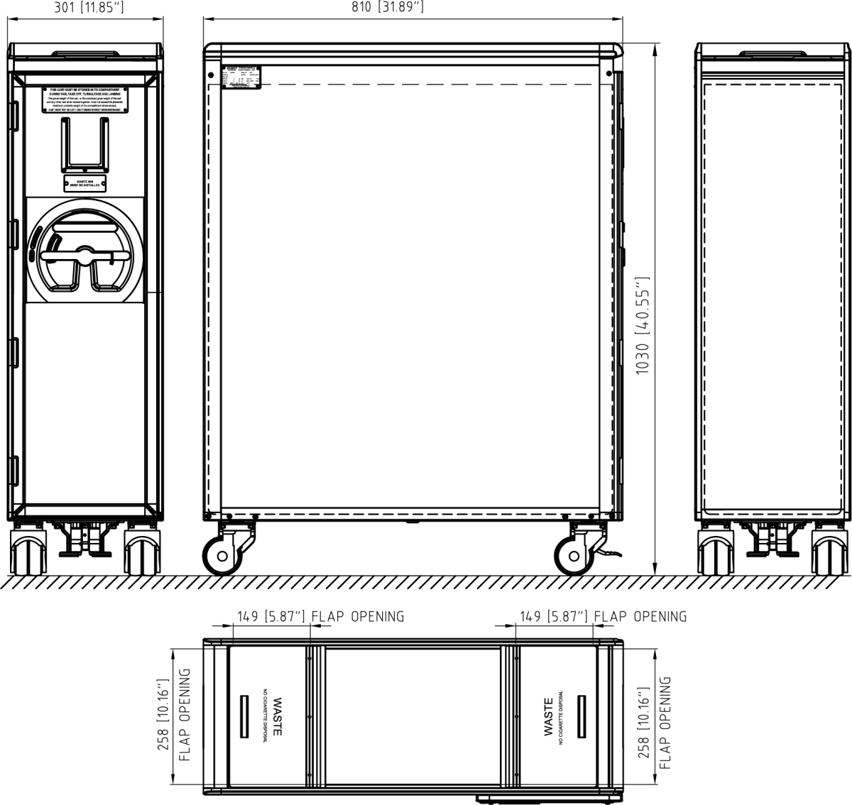 Drawing for M-1 Series FS Waste Cart Top Load