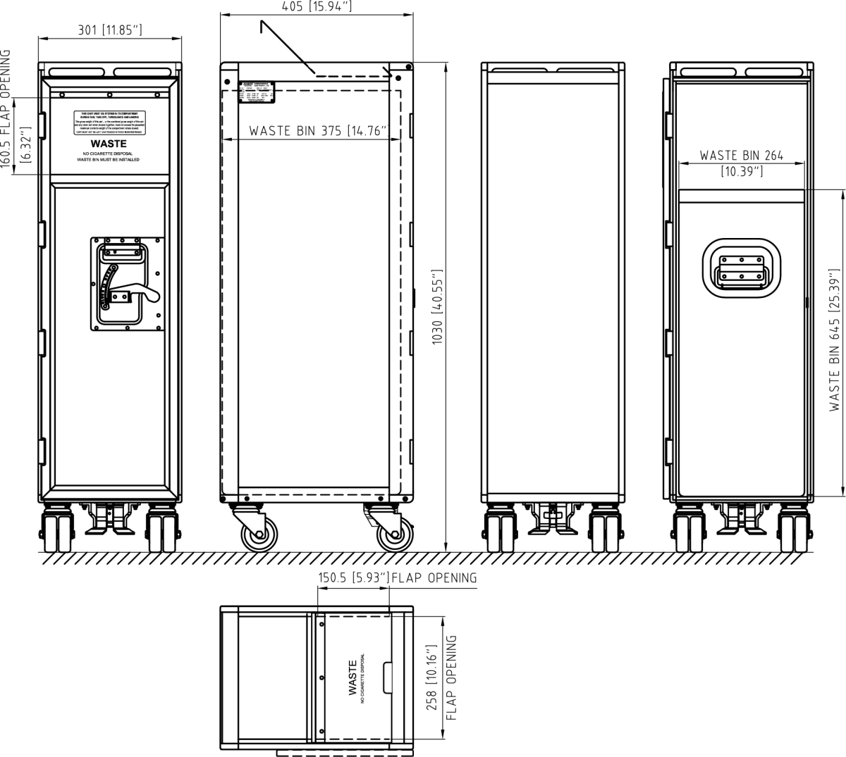 Drawing for HS Waste Cart Top/Door Load